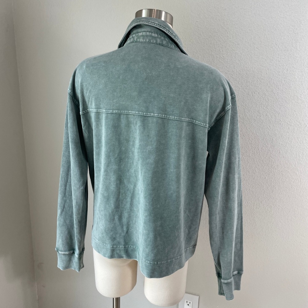 NEW Jane + Delancey Womens Medium Green Mineral‎ Wash French Terry Shacket Shirt - Picture 8 of 9